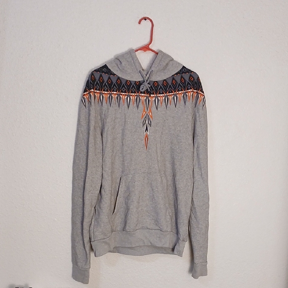 Marcelo Burlon County of Milan Gray Hoodie with Black and Orange Pattern - Picture 1 of 5